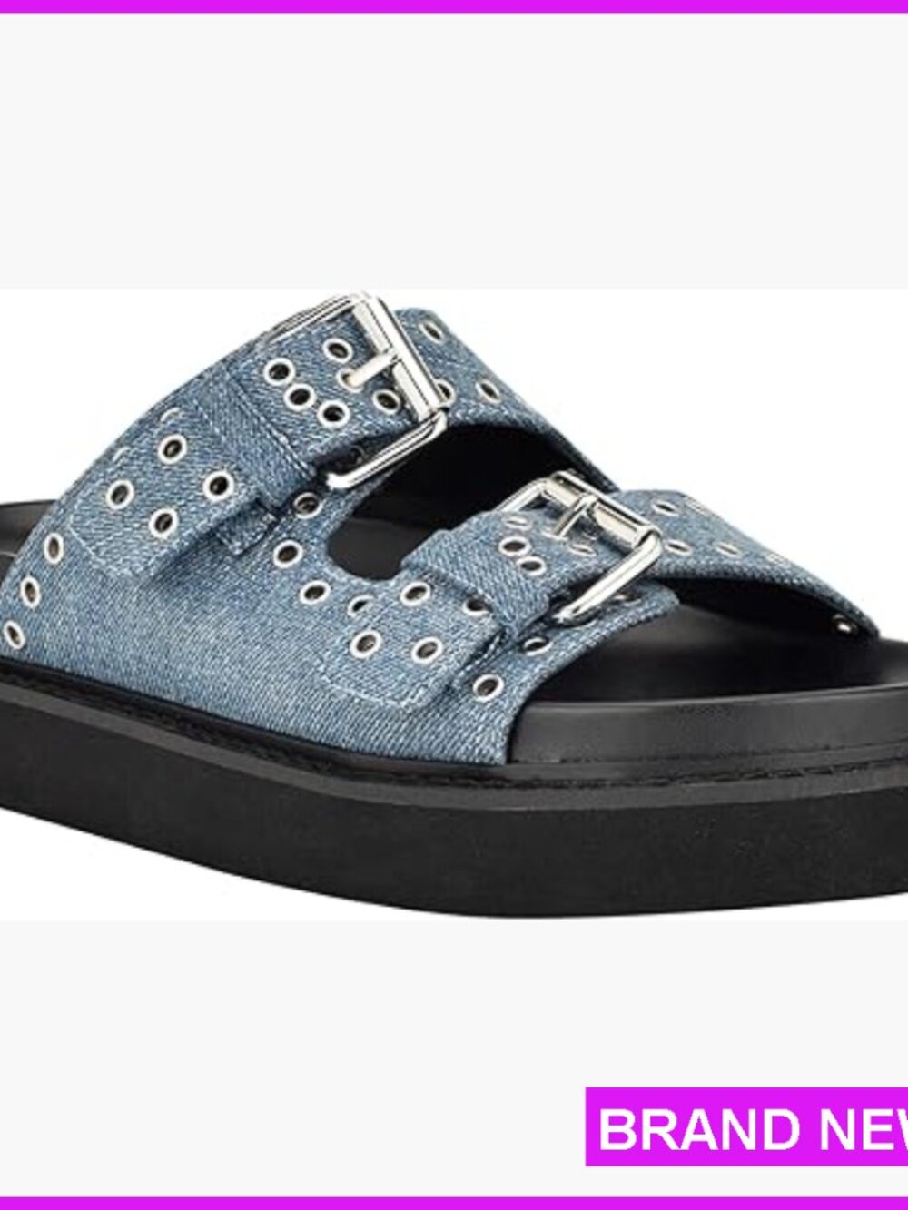 Denim Blue Casual Sandals Slip On Embellished Straps Lightweight Y2k Chic